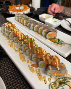 Freshly caught Wahoo sashimi and sushi